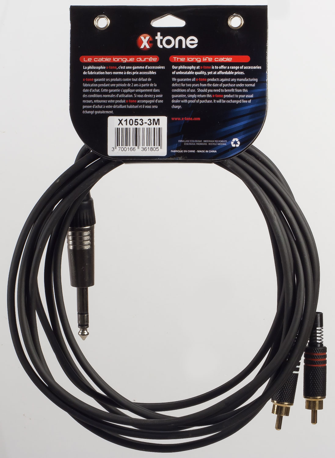 X-tone X1053-3m - Jack(m) 6,35 Stereo / 2 Rca(m) - Cable - Variation 1