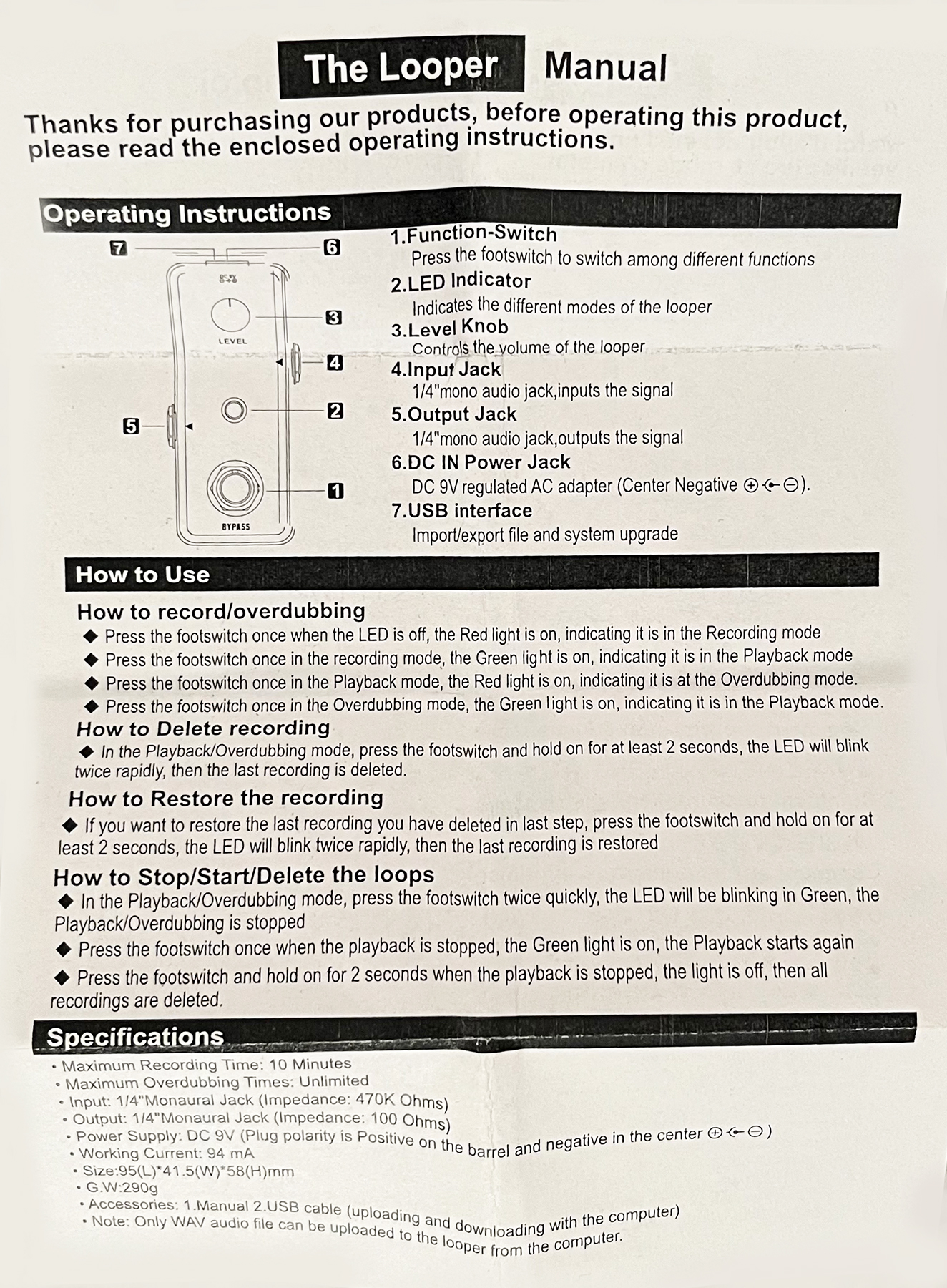 X-tone (the Looper) - Pedal looper - Variation 5