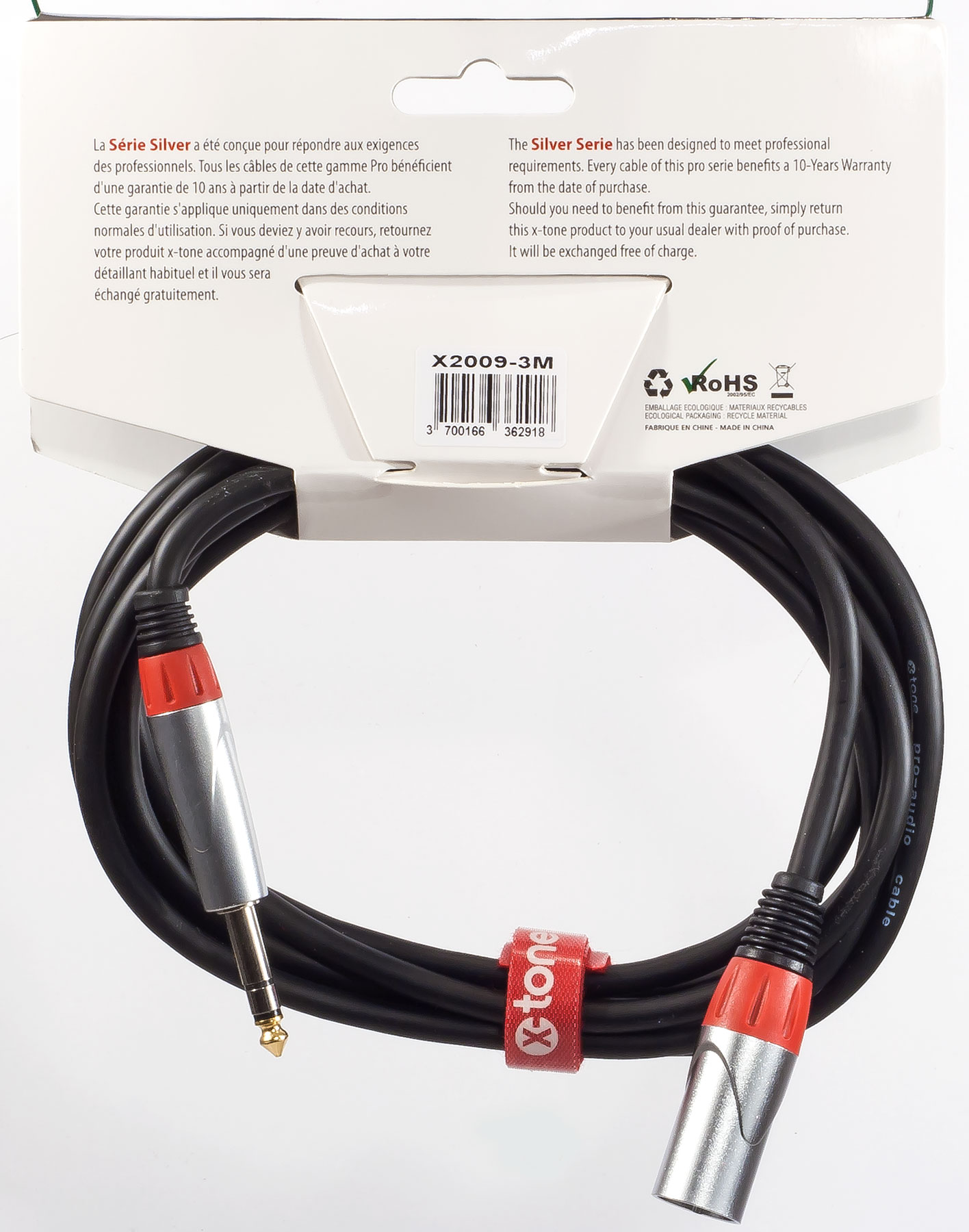 X-tone X2009-3m Xlr(m) / Jack(m) 6,35 Trs Silver Series - Cable - Variation 1