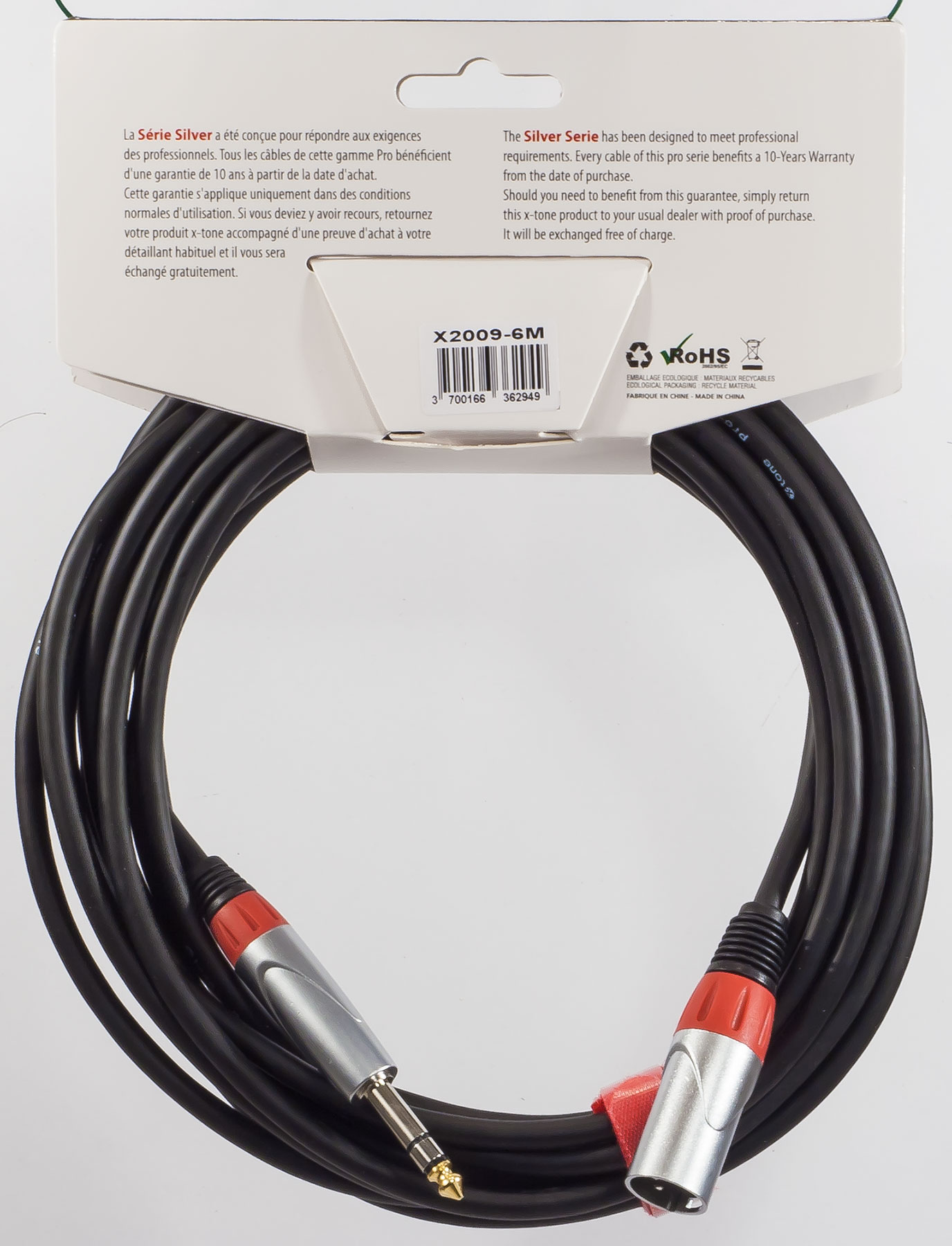 X-tone X2009-6m Xlr(m) / Jack(m) 6,35 Trs Silver Series - Cable - Variation 1