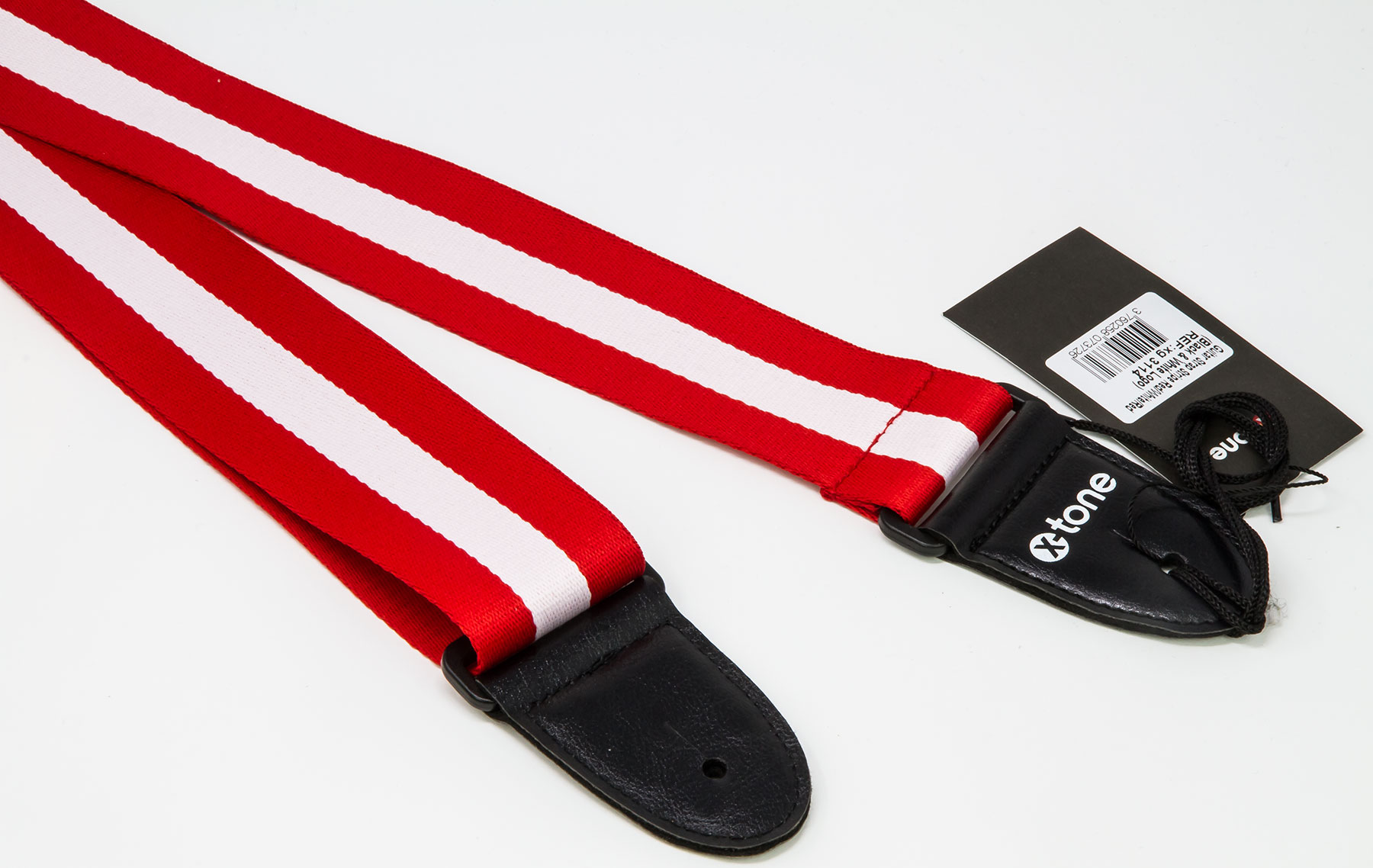 X-tone Xg 3114 Nylon Guitar Strap Stripe Red & White - Correa - Variation 1