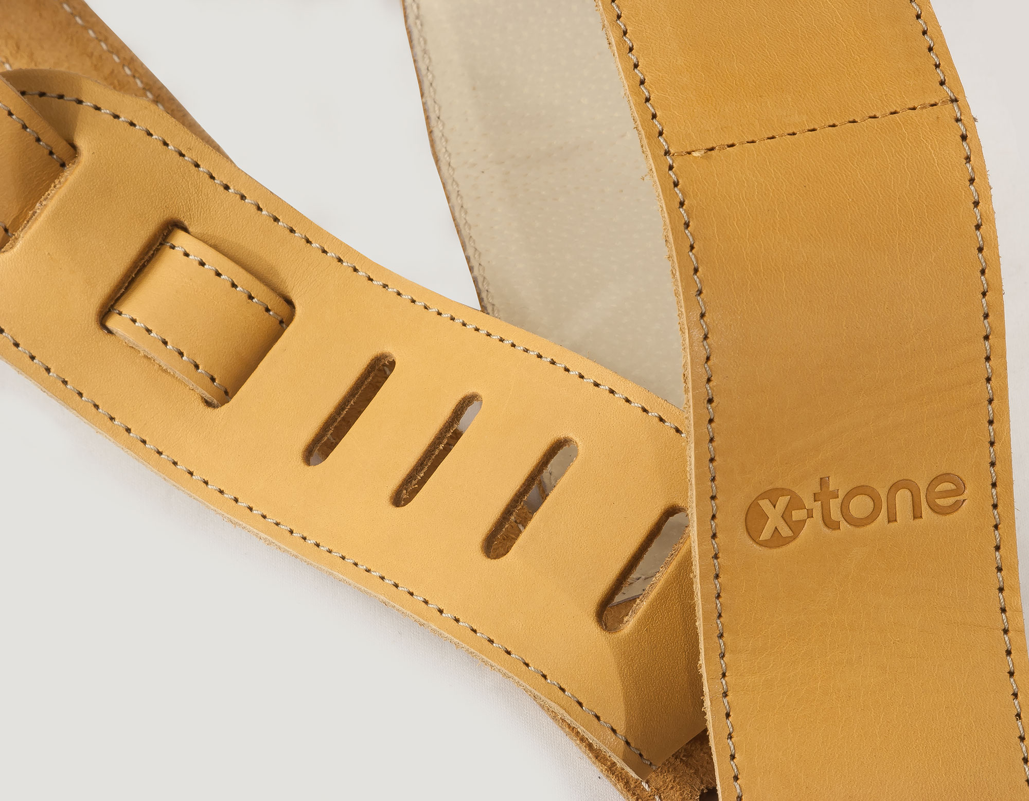 X-tone Xg 3154 Classic Plus Leather Guitar Strap Cuir RembourrÉe Brownstone Beige - Correa - Variation 1