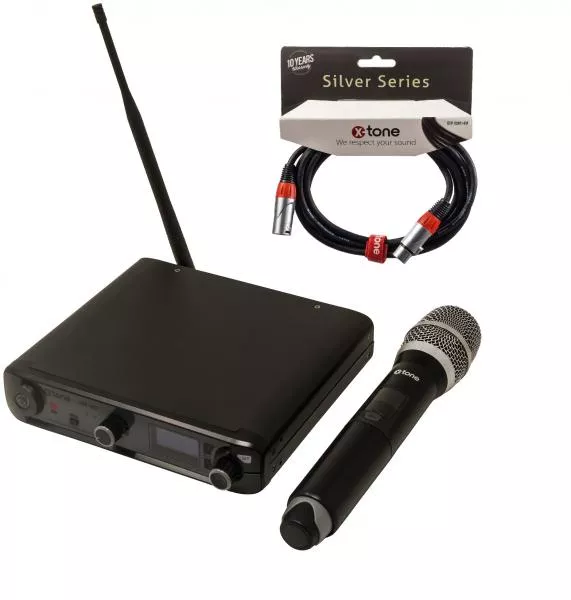 Pack de micrófonos con soporte X-tone XHF100 Systeme HF Main Frequence Fixe + XLR XLR 3m
