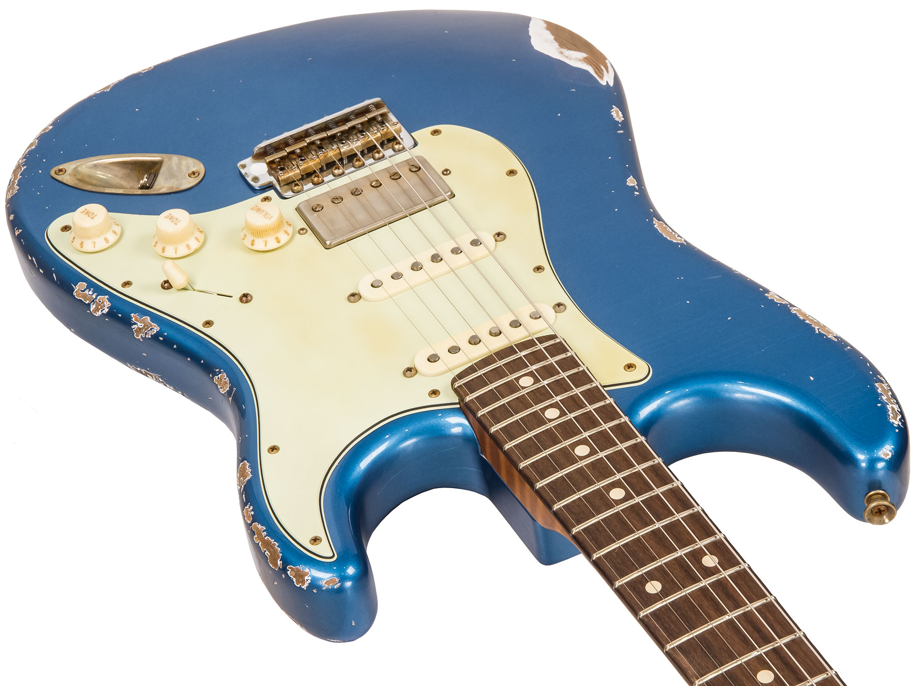 Xotic Xsc-2 Alder California Class Hss Rw #1628 - Heavy Aging Lake Placid Blue - Guitarra eléctrica con forma de str. - Variation 2