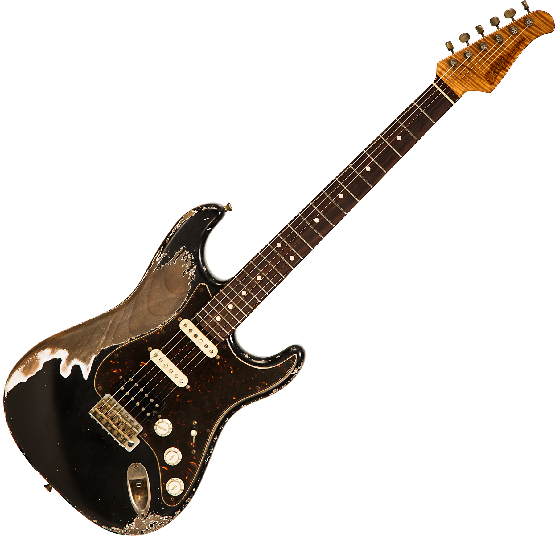 Xotic Xsc-2 Alder California Class Hss Trem Mn #2100 - Super Heavy Aging Black - Guitarra eléctrica con forma de str. - Main picture