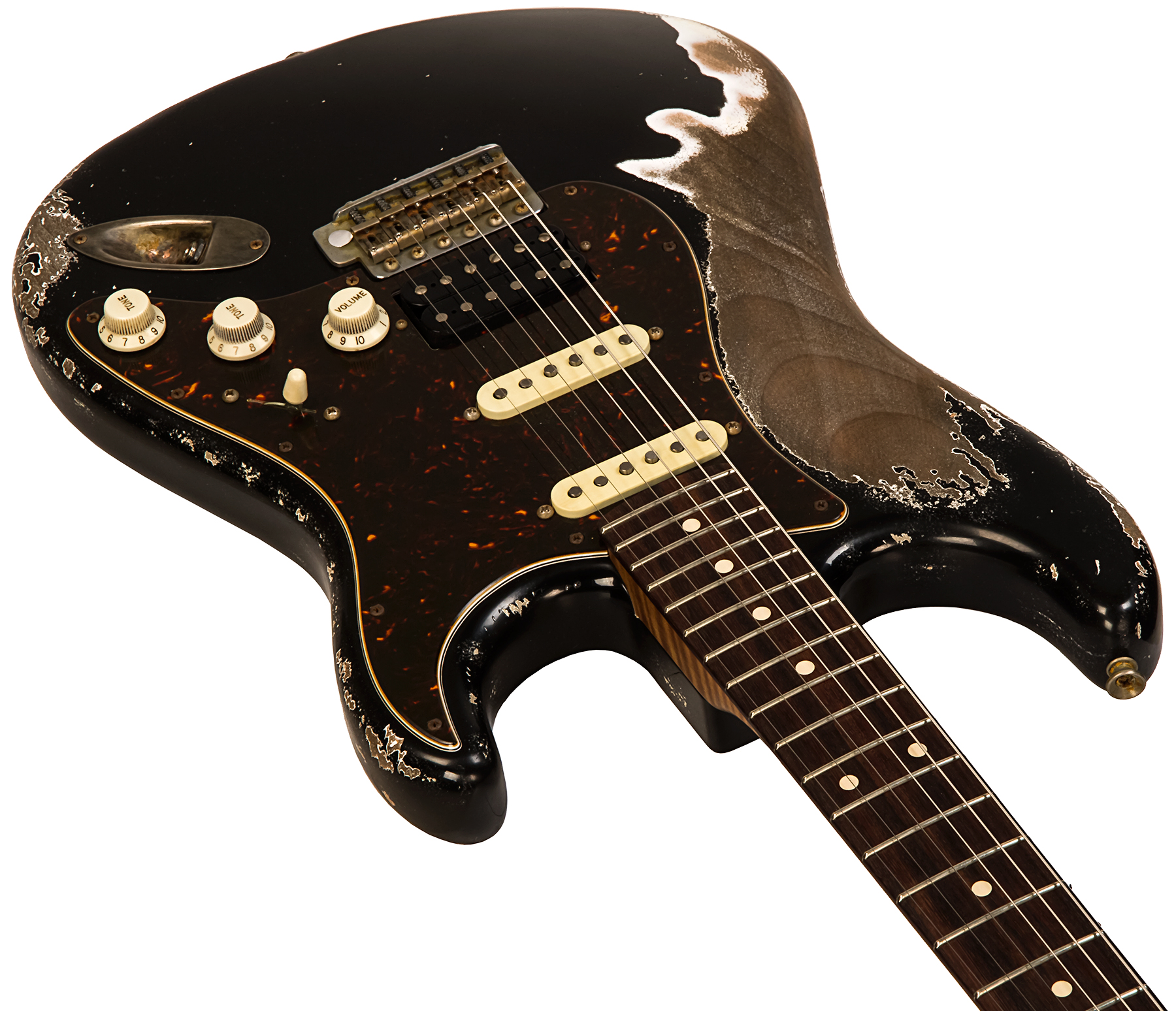 Xotic Xsc-2 Alder California Class Hss Trem Mn #2100 - Super Heavy Aging Black - Guitarra eléctrica con forma de str. - Variation 1