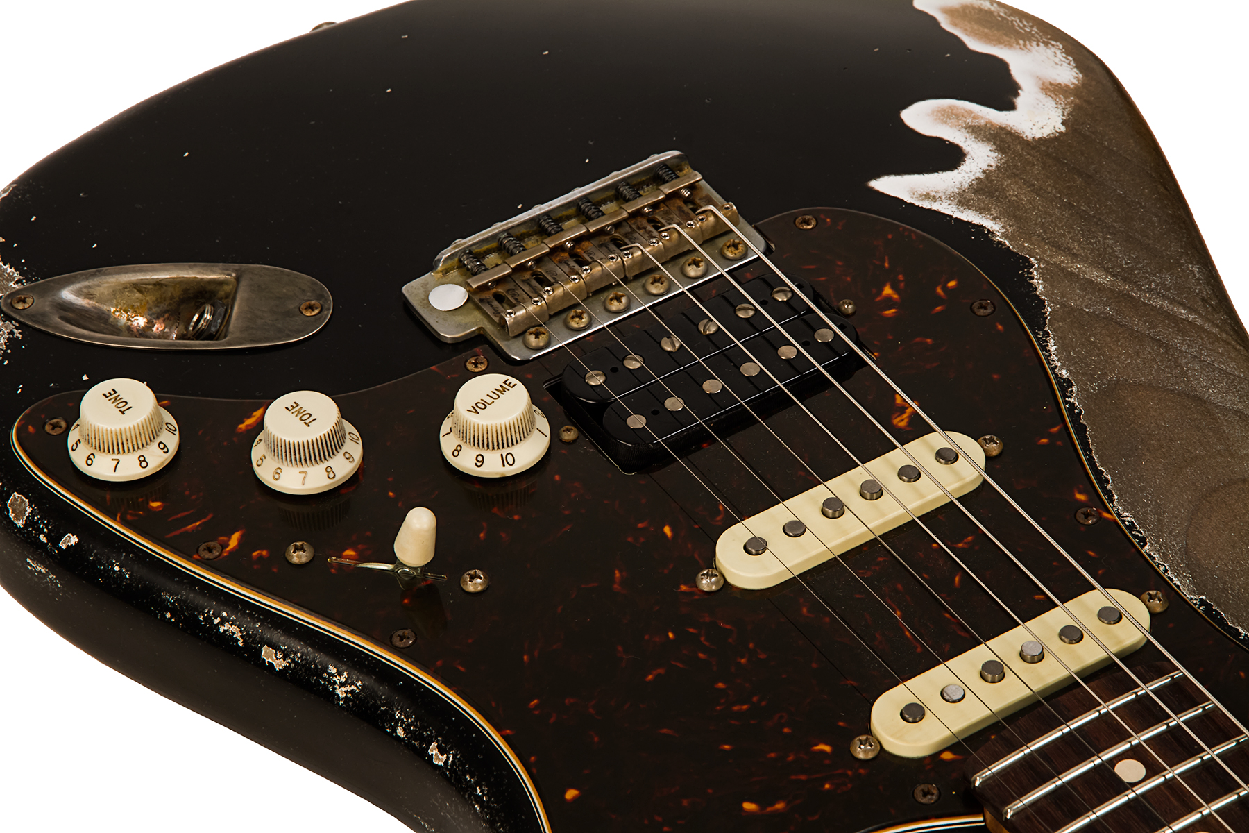 Xotic Xsc-2 Alder California Class Hss Trem Mn #2100 - Super Heavy Aging Black - Guitarra eléctrica con forma de str. - Variation 3