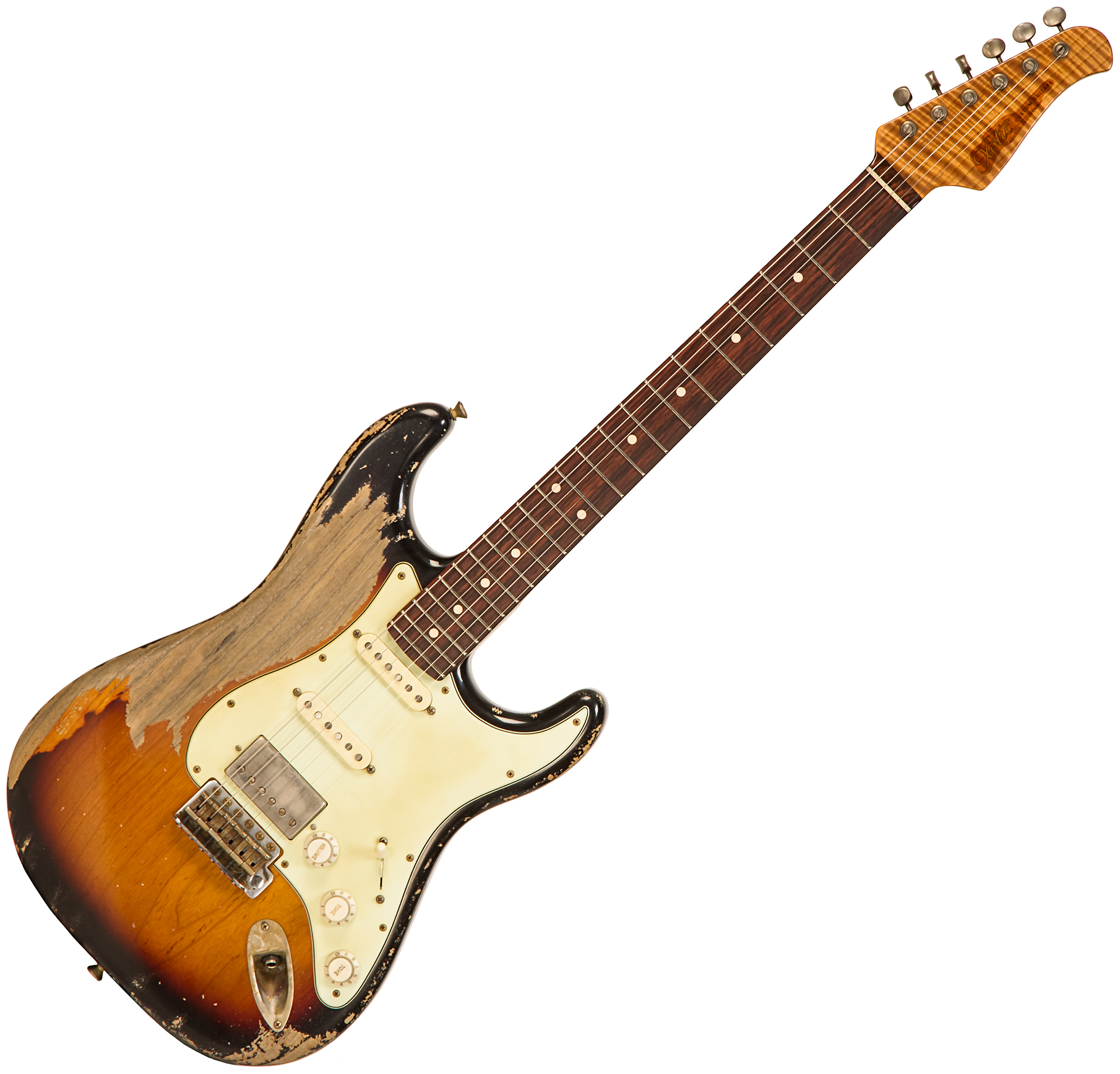 Xotic Xsc-2 Ash Calif. Class Hss Rw #2090 - Super Heavy Aging 3 Tone Burst - Guitarra eléctrica con forma de str. - Main picture