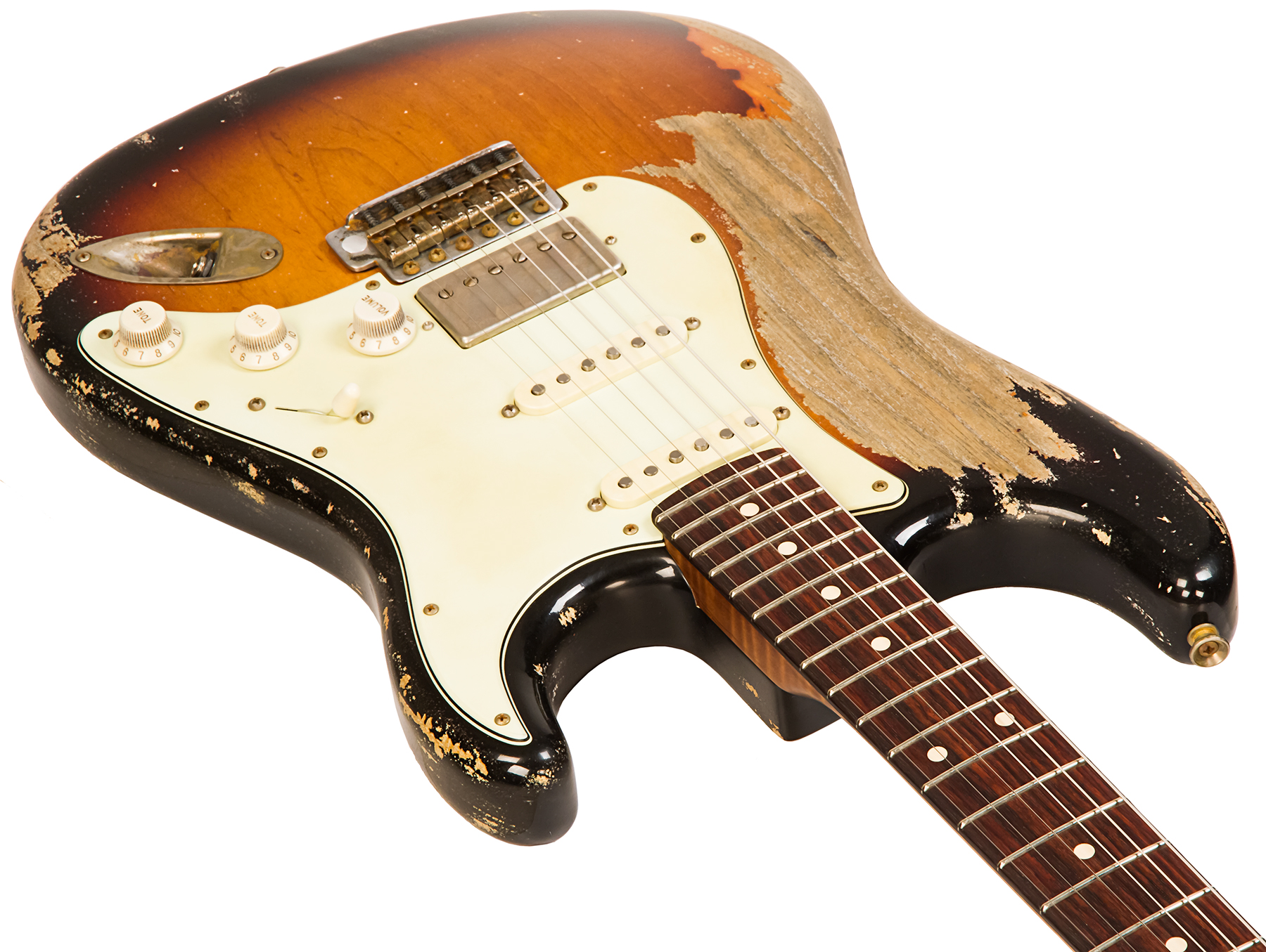 Xotic Xsc-2 Ash Calif. Class Hss Rw #2090 - Super Heavy Aging 3 Tone Burst - Guitarra eléctrica con forma de str. - Variation 1