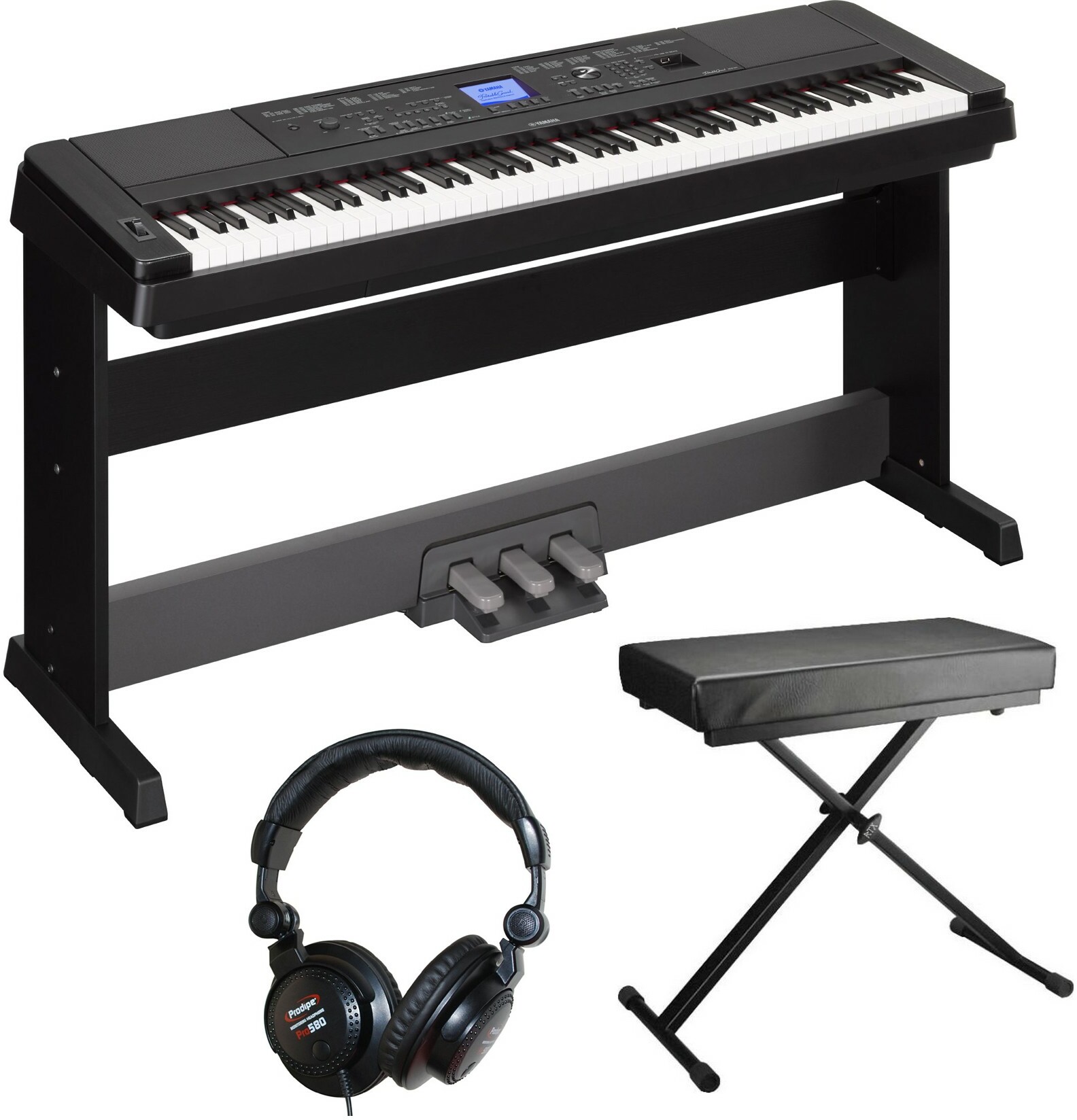 Yamaha Dgx660-b + PÉdalier Lp7a + Banquette + Casque - Black - Piano digital con mueble - Main picture