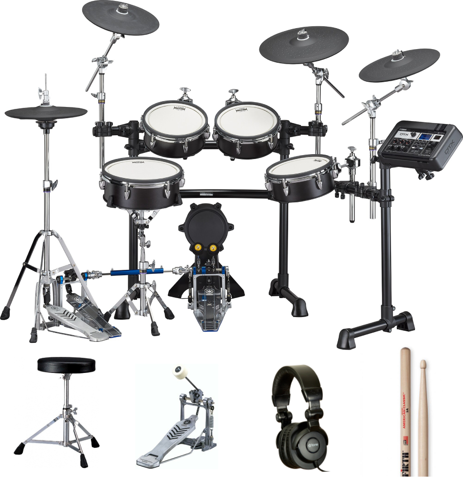Yamaha Dtx8k-x Black Forest Bundle Complet - X-hp1 + Ds550u + Fp2710a + Vic5a - Drum Promo Set - Main picture