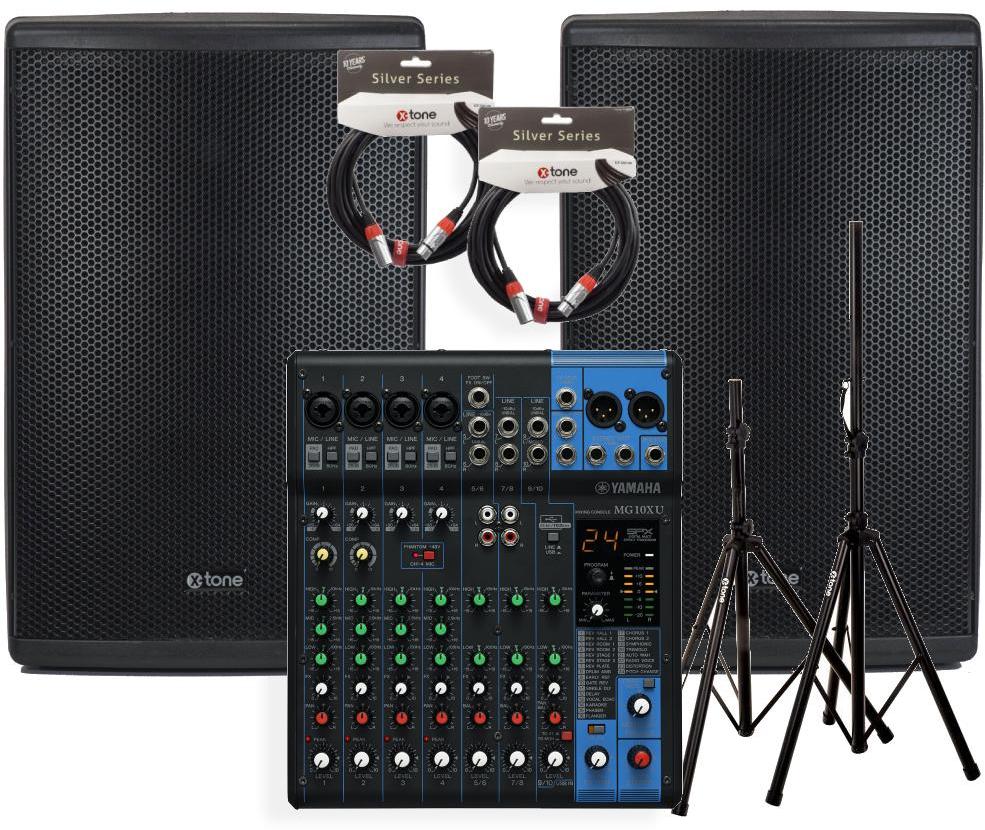 Pack sonorización Yamaha Mg10Xu + 2x Xts12 + Xlr Xlr 6M+ Stand