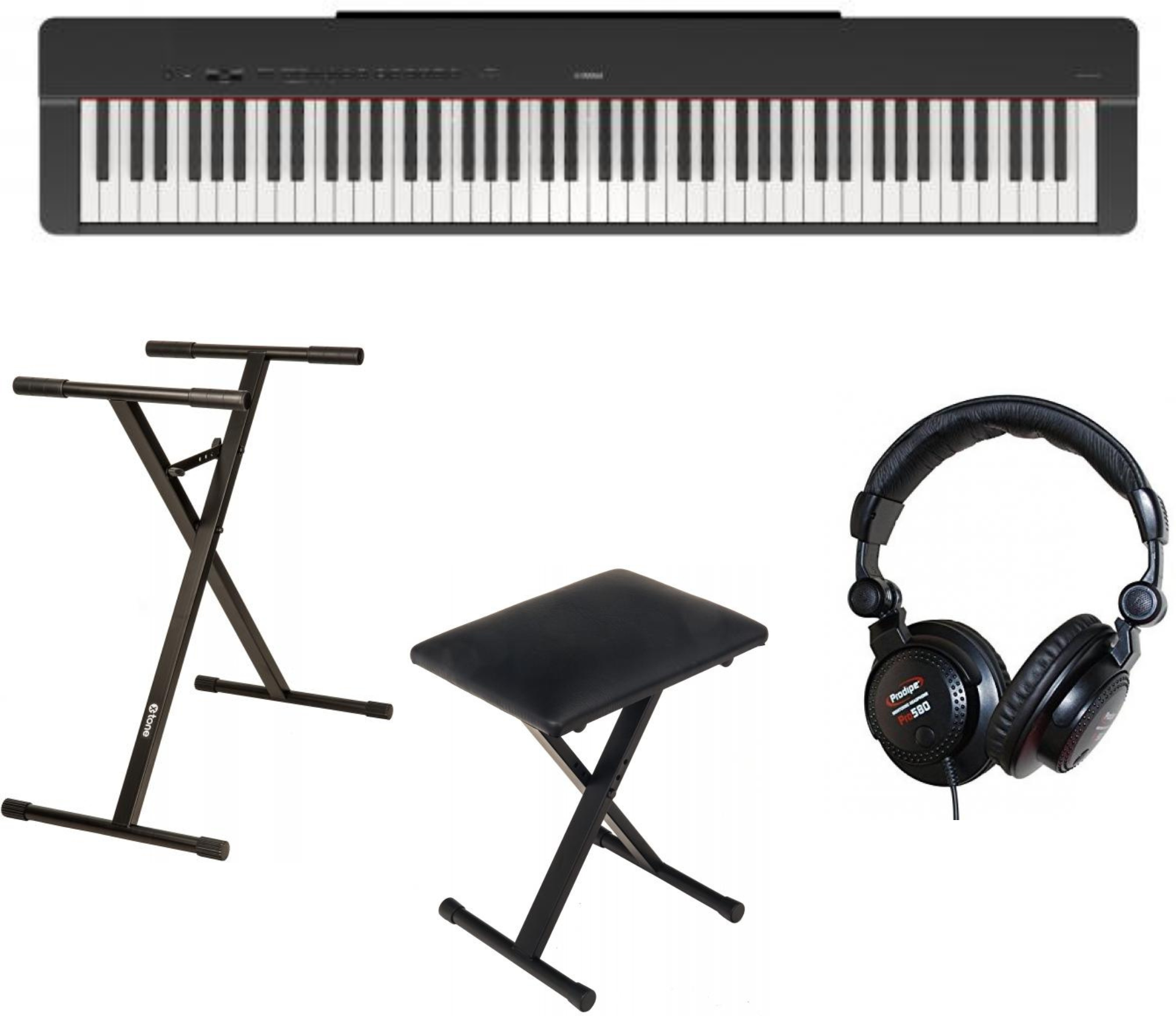 Yamaha P-225 Black  + Stand (xh 6102) + Banquette (xb 6150) + Casque (pro580) - Piano digital portatil - Main picture
