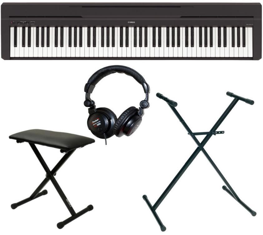 Pianos set Yamaha P-45B + casque + stand en X + siege
