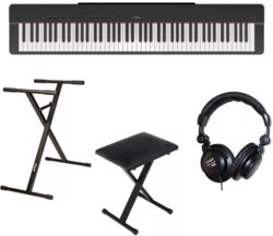 Piano digital portatil Yamaha P-225 Black  + Stand (XH 6102) + Banquette (xb 6150) + Casque (PRO580)
