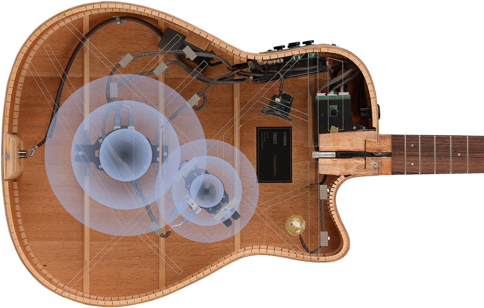 Yamaha Tag3c Transacoustic Dreadnought Cw Epicea Acajou Eb - Sand Burst - Guitarra folk - Variation 4